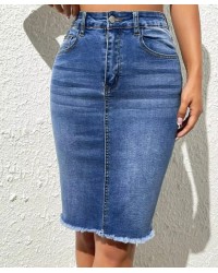 RIPPED DENIM SKIRT